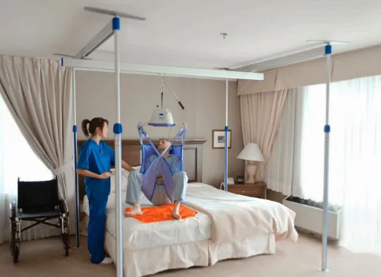 Arjo Ceiling Lift Freestanding Frame, EasyTrack | 4 Post System, Mobile Center Track, Fixed Outer Tracks, 440 lb Capacity, Optional Ceiling Lift Motor
