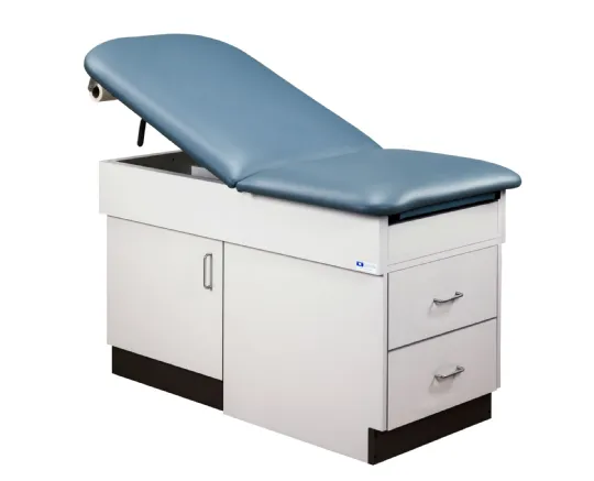 Clinton Industries Space Saver Medical Exam Table with Storage Cabinets, Optional Built-In Step Stool, 400 lb. Weight Capacity, Includes Paper Dispenser